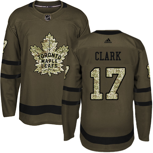 Adidas Maple Leafs #17 Wendel Clark Green Salute to Service Stitched Youth NHL Jersey